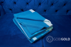 Одеяло тканое из шерсти мериноса LUX (овечья шерсть) ERDENET 150x200 см. - зелено-голубое