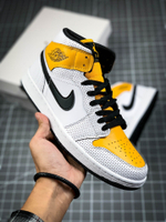 AIR JORDAN 1 MID PERFORATED WHITE/BLACK-UNIVERSITY GOLD