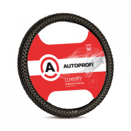 Оплетка руля Autoprofi LUXURY AP-800 BK (M) черная PU кожа плетеная