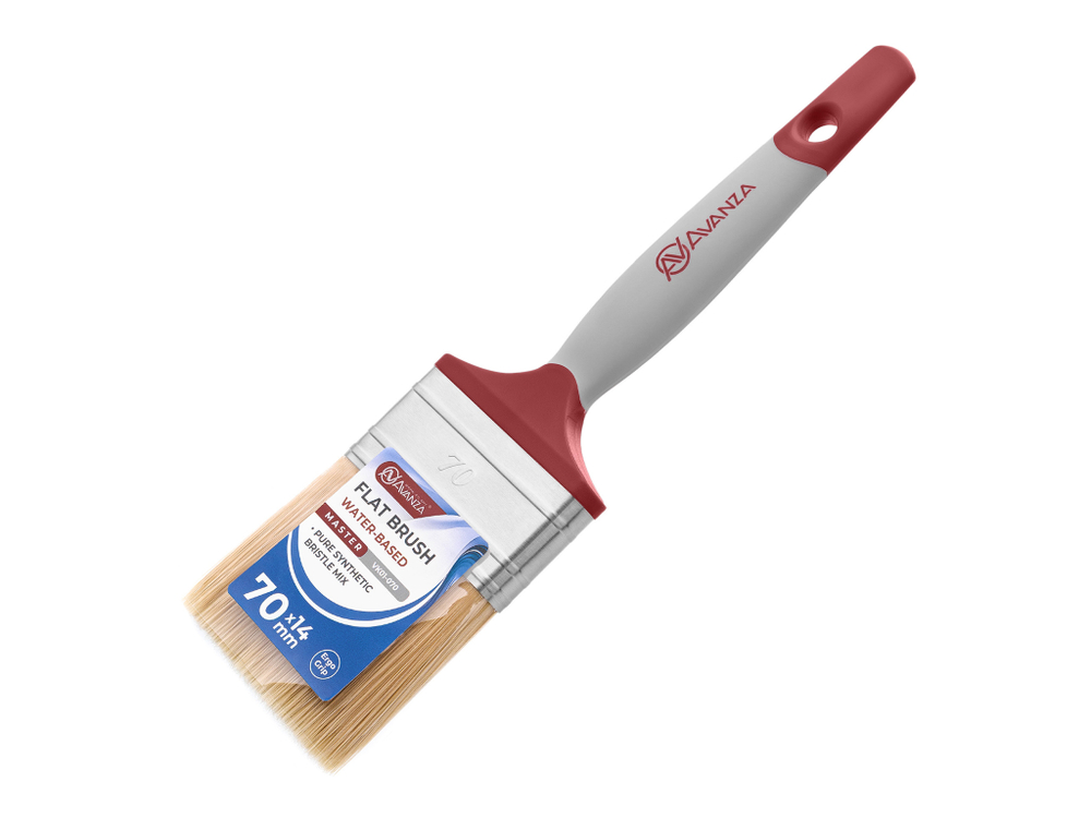 Кисть малярная Avanza, для красок и лаков на водной основе, 70х14 мм