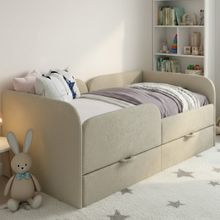 Кровать детская односпальная от 3-х лет 160х80 с бортиком и ящиком (капучино Беверли)