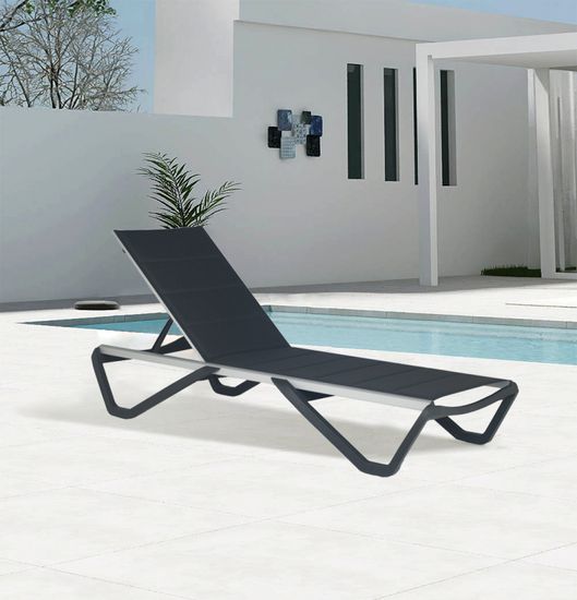 Шезлонг-лежак металлический Wave Pad антрацит