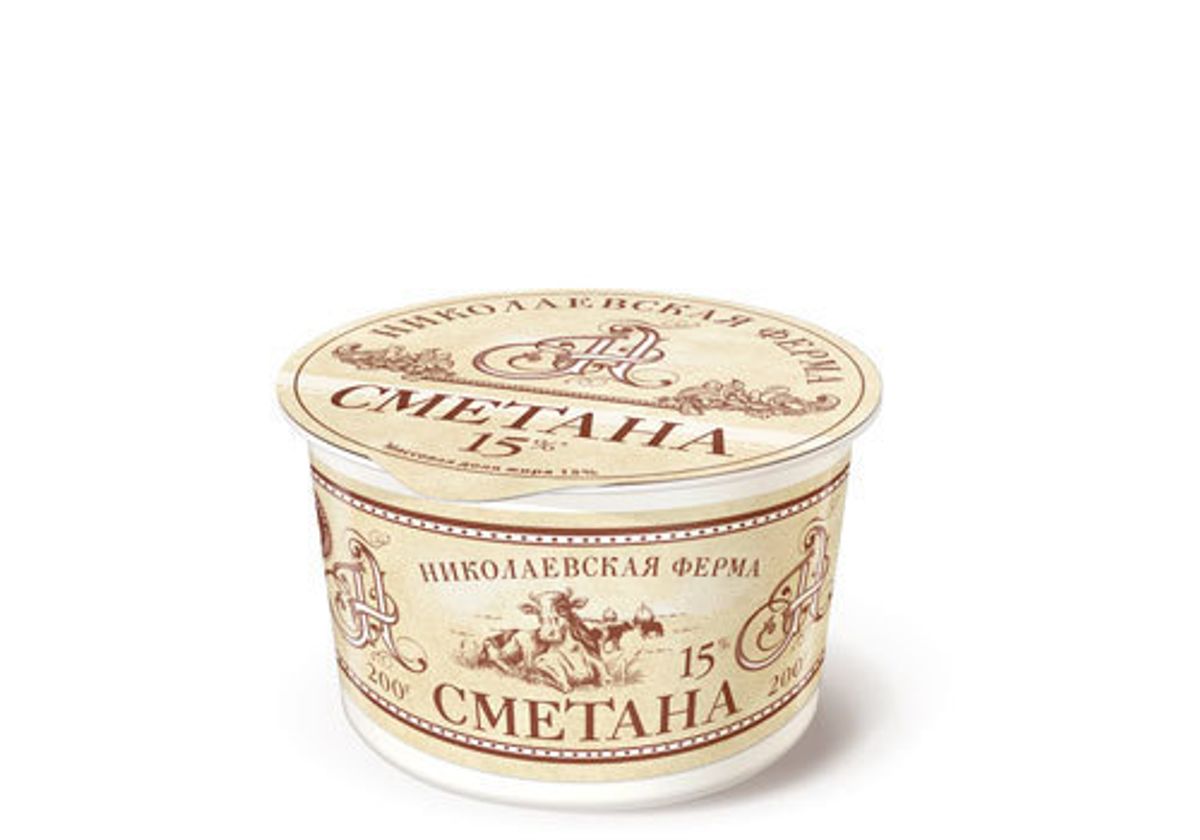 Сметана 15% "Николаевская ферма", 200г