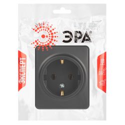 Розетка ЭРА Эксперт 11-2203-05 2P+E Schuko IP20 16A-250В ОУ антрацит | Эра Эксперт