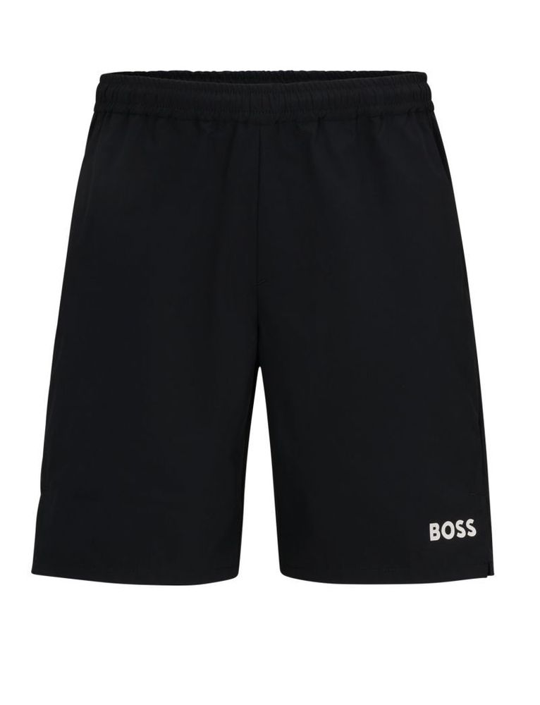 Мужские теннисные шорты BOSS Stretch-Poplin Shorts with Contrast Logo - black