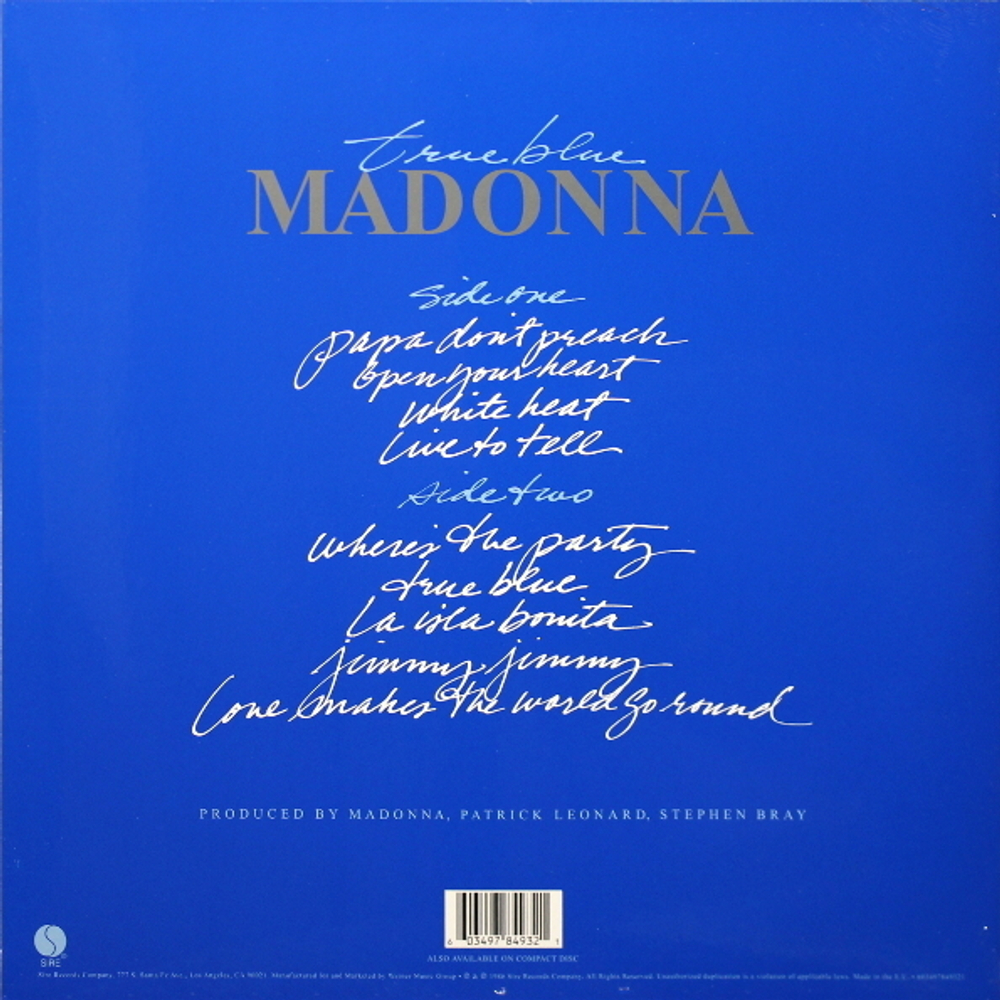 Madonna / True Blue (Clear Vinyl)(LP)