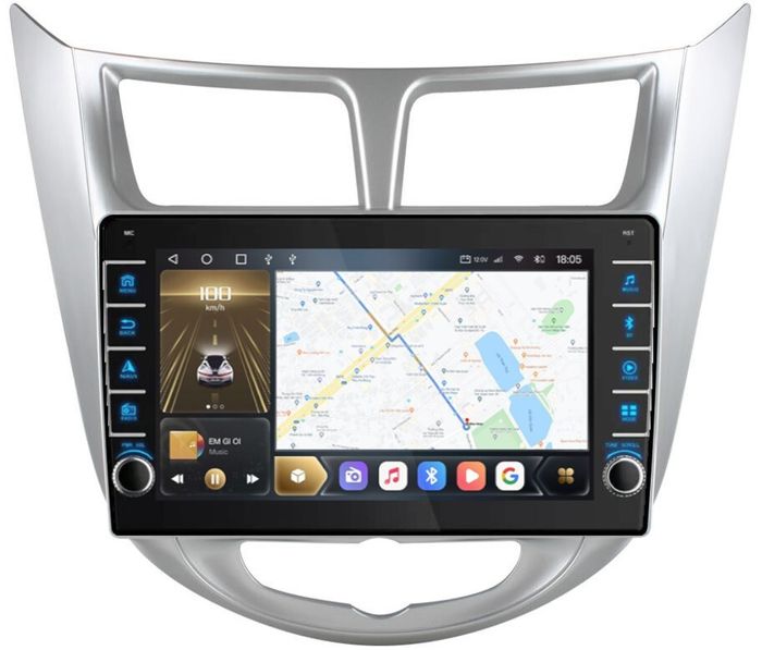 Магнитола для Hyundai Solaris 2010-2016 - Kuberg OL-9707 (кнопки и крутилки), Android 12, Быстрая, CarPlay, 4G SIM-слот
