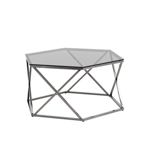 Журнальный столик Круз 93*80 стекло smoke сталь темный хром