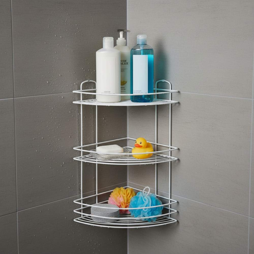 Полка угловая 3-х ярусная 21*21*41,5см "White", белый