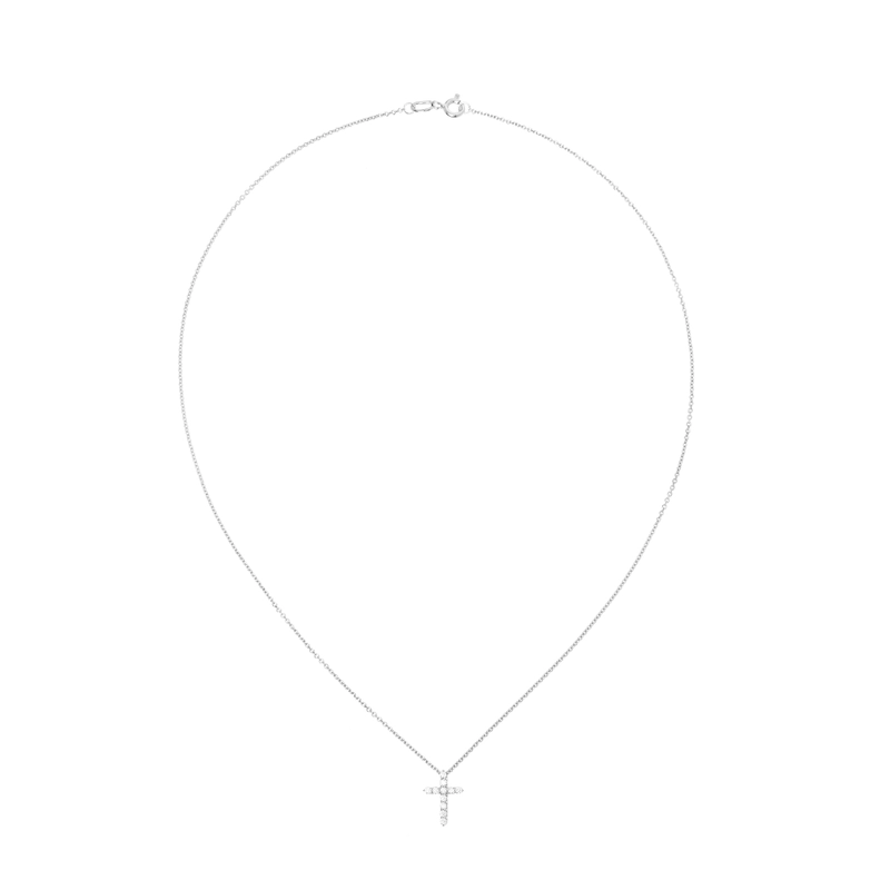 Колье Золотой Крест с Лабораторными Бриллиантами – 1.5 мм