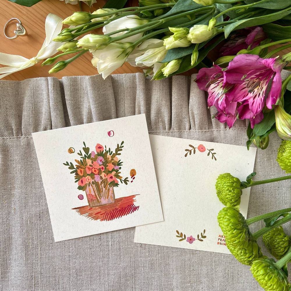 открытка "пастельный букет"