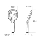 Душевая лейка овальная кнопка 3 режима ABS 4914Q3