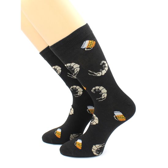 Носки с принтом "Креветки и пиво" черные Hobby Line