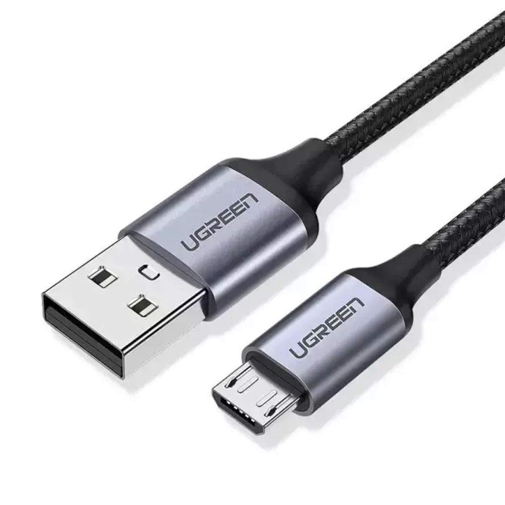 Кабель UGREEN US290 USB 2.0 A to Micro USB Cable Nickel Plating Aluminum Braid 1.5m (Black), 60147