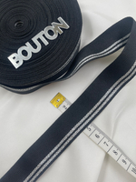 Репсовая лента черная с серебристыми полосками