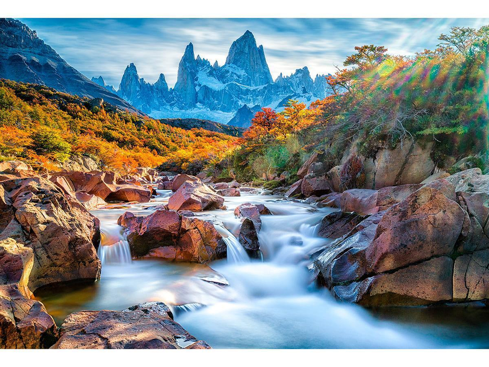 Алмазная мозаика 30х40см. "Река у горы Фицрой" с полн.заполнен.на подрам. (Арт. НД-0393)