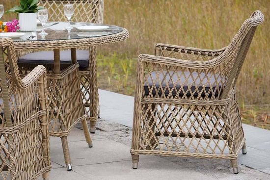 "Эспрессо" плетеный круглый стол, диаметр 118 см, цвет соломенный