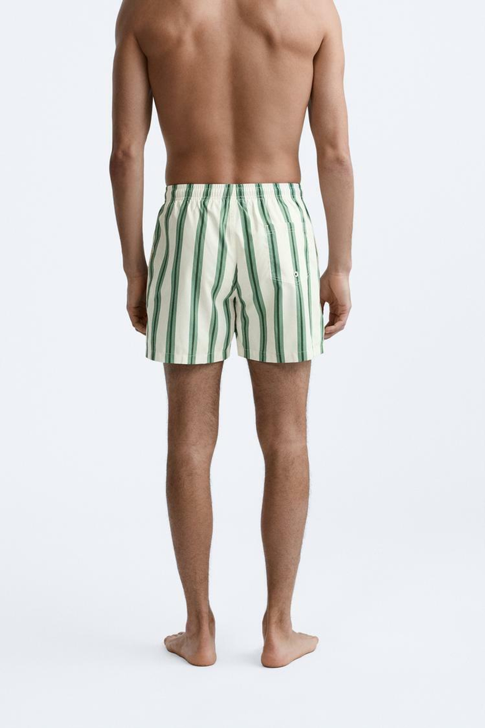 ZARA ПОЛОСАТЫЕ ПЛАВКИ, БУТЫЛОЧНО-ЗЕЛЕНЫЙ