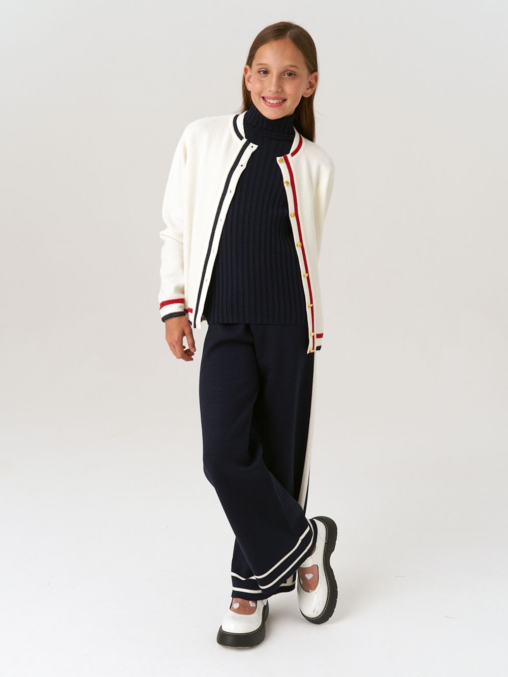 Кардиган бомбер для девочки AT1025 молочный