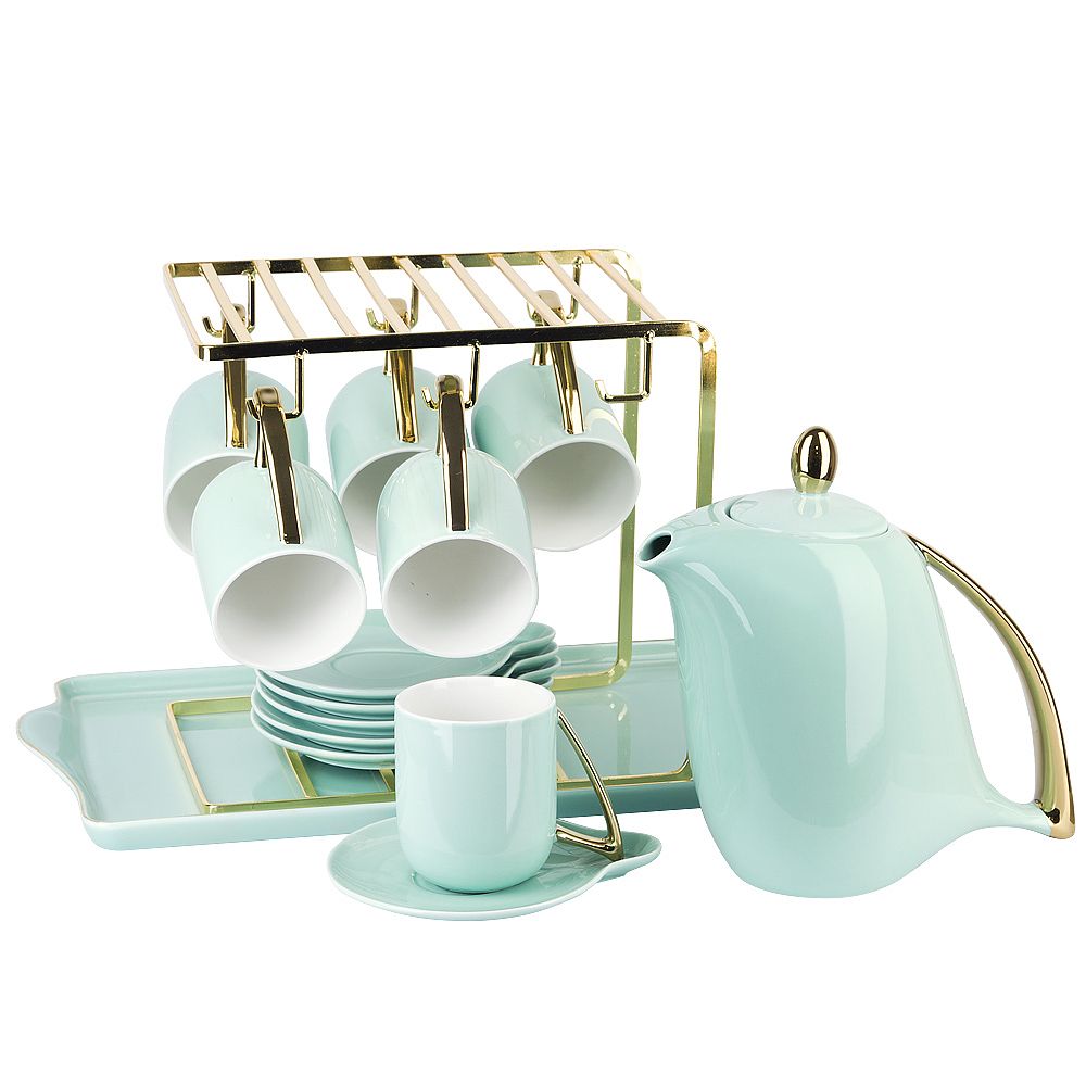 Чайный набор на металлической подставке с подносом 15пр. " . Mint" (6 персон) v=1300/240 мл