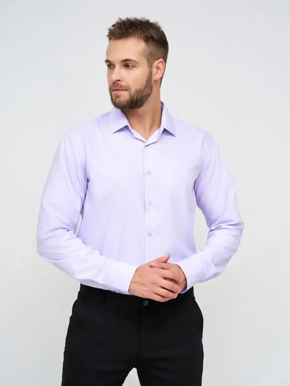 Рубашка классическая с длинным рукавом приталенная