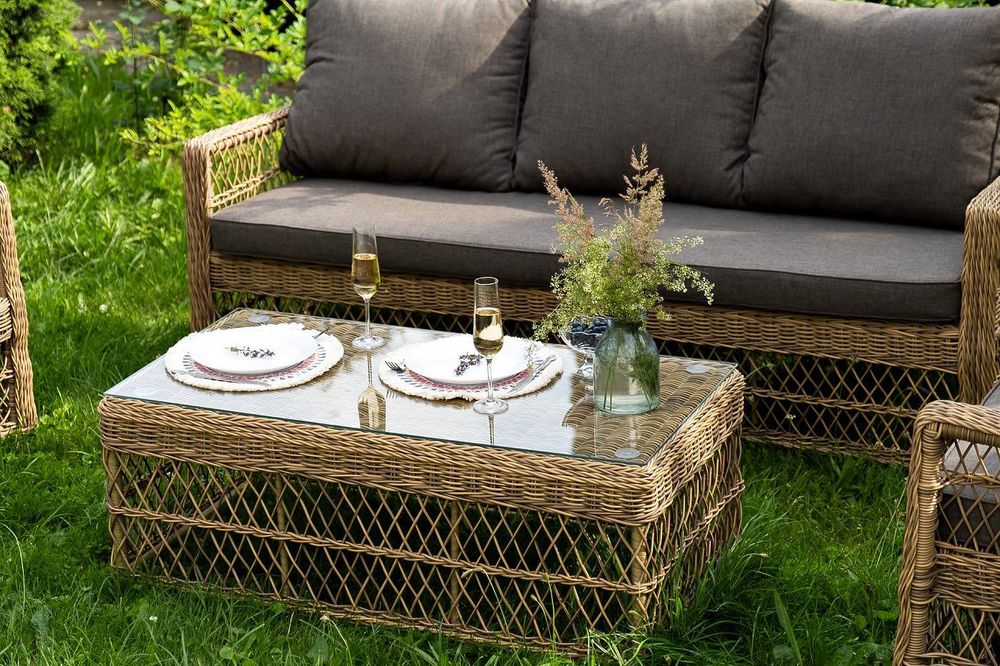 "Гранд Латте" лаунж-зона из искусственного ротанга, цвет соломенный