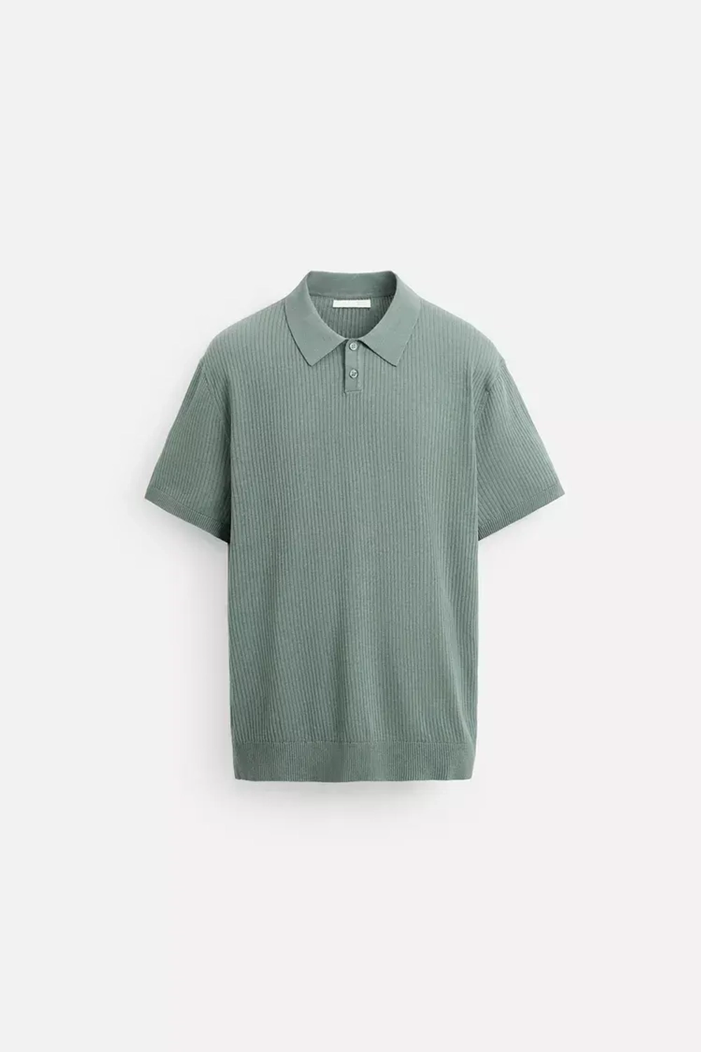 ZARA ТРИКОТАЖНОЕ ПОЛО В РУБЧИК, ЗЕЛЕНОВАТО-СИНИЙ