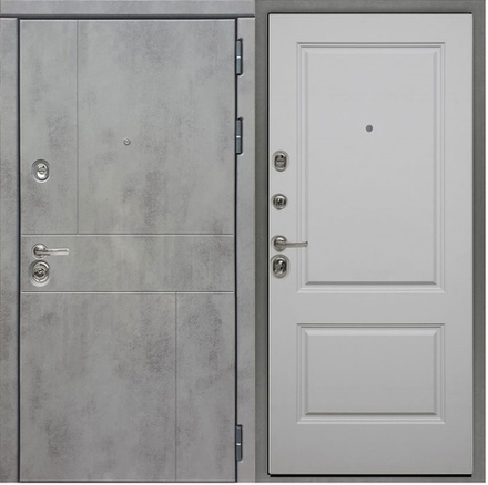 Входная дверь в квартиру Сударь Дива (DIVA) МД-48 М1 темный бетон / рис.М7 Силк маус (светло-серый, без текстуры)