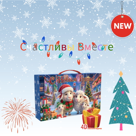 Коробка подарочная для конфет "Счастливы Вместе!" Чемодан 750гр картон уф-лак (20/200шт)