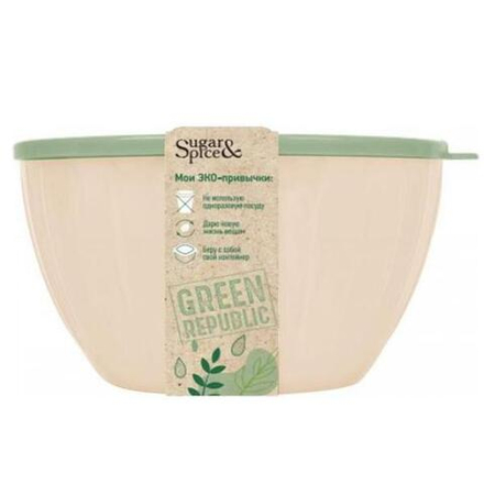 PlastRep Салатник Green Republic 1,7л с крышкой лён