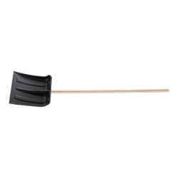 Лопата для уборки снега пластиковая, без планки, 350х350х1445 мм, деревянный черенок Россия