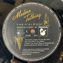 Винтажная виниловая пластинка LP Modern Talking The 1st Album You're My Heart, You're My Soul (Германия 1985)