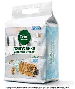 Подгузники для собак M, вес собаки 7-15кг (уп.12шт.), серия HYGIENE, Triol