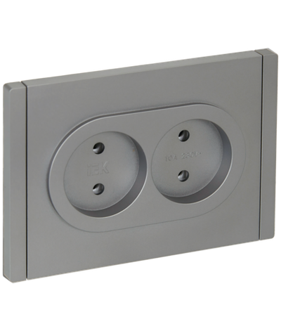 FORTE&PIANO Розетка 2-местная без заземления без защитных шторок безвинтовое крепление 10А FP526 сталь IEK