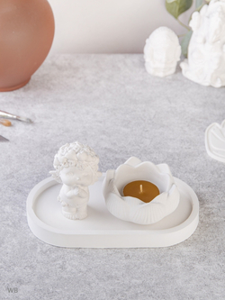 Набор статуэтка Ангел, подсвечник лотос, декоративный поднос