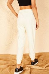 Qadın üçün ayağı rezinli, bej şalvar 10151004