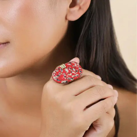 Кольцо Nature Bijoux, Sicilia, разъемное, с далматинской яшмой в смоле, NB25.2-19-25885 (красный)