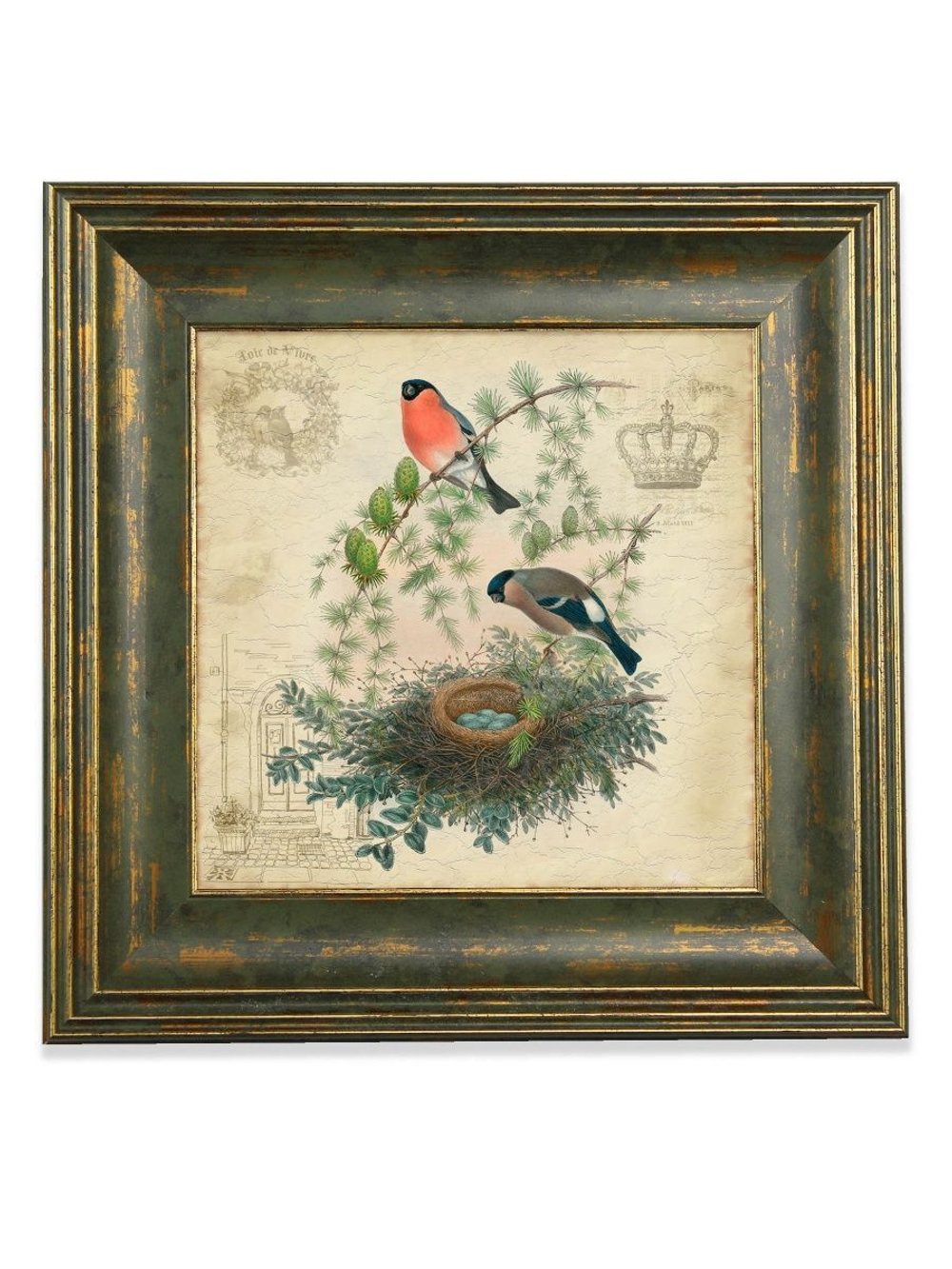 Картина на стену для интерьера на холсте в раме "Птицы" 29*29 см