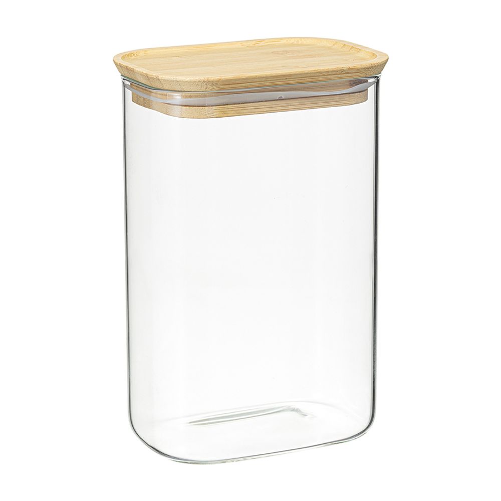 Банка для хранения прямоугольная Glass Bamboo, 1,3 л