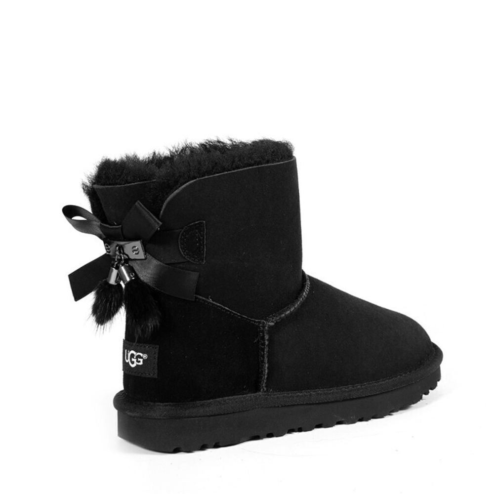Угги Mini Bailey Bow Fur Brush Boot Black