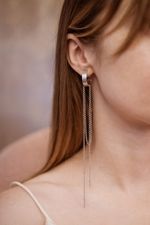 Моносерьга Полукруг с цепочками