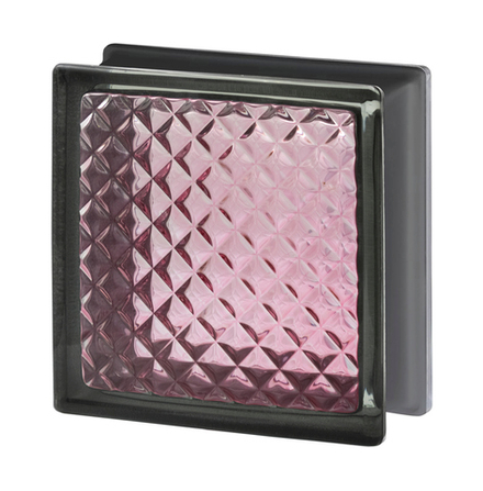 Стеклоблок Vitrablok Инка Черный бриллиант Розовый 19x19x8