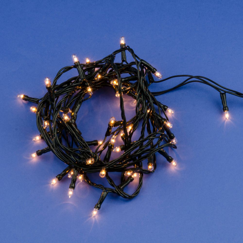 UDL-S0500-050-DGA WARM WHITE IP20 MINI Гирлянда с контроллером. 5м. 50 миниламп накаливания. Теплый белый свет. Провод зеленый. TM Uniel