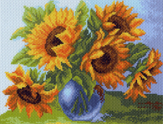 "Букет  подсолнухов"-0981/1 канва с рисунком