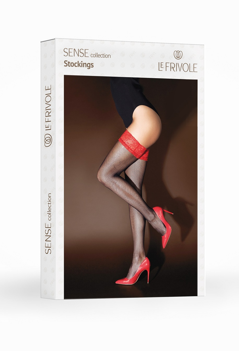 Чулки Le Frivole с красной кружевной резинкой черные L/XL