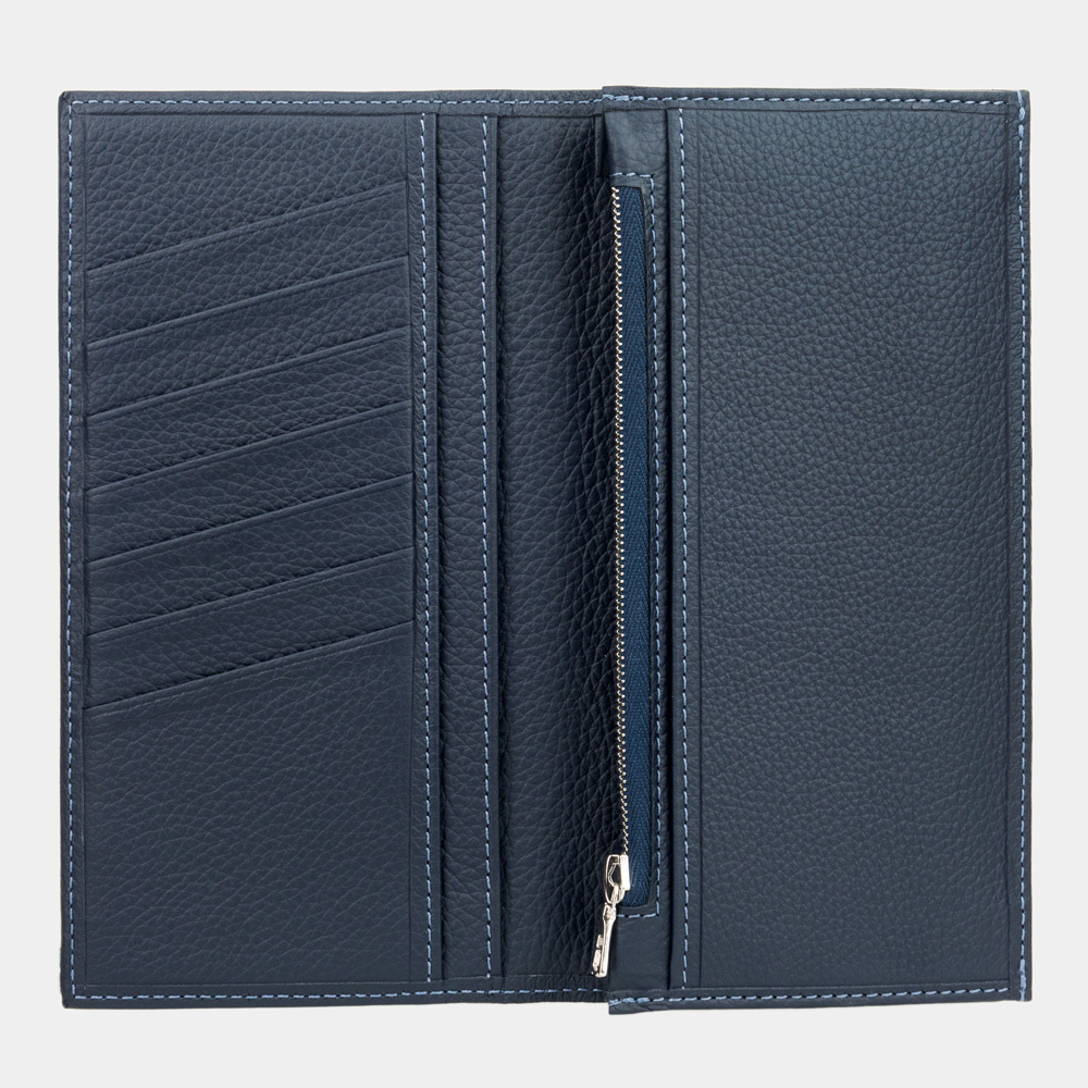 Кошелек кожаный длинный Eclair синего цвета