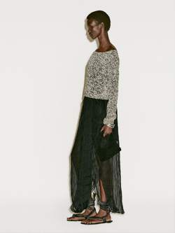 Massimo Dutti Свитер из трикотажа с текстурой Nep - Limited Edition, бело-черный