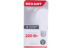 Светодиодная лампа REXANT Груша A80, 25,5 Вт, E27, 2423 Лм, 6500 K, холодный свет 604-202