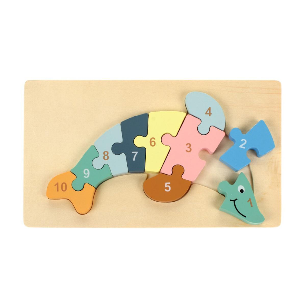 Развивающая игрушка деревянная Пазл-вкладыш по номерам Щука, C-41805