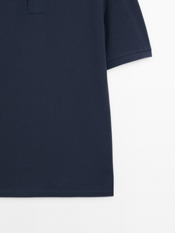 Massimo Dutti Поло из рельефного хлопкового пике, синий
